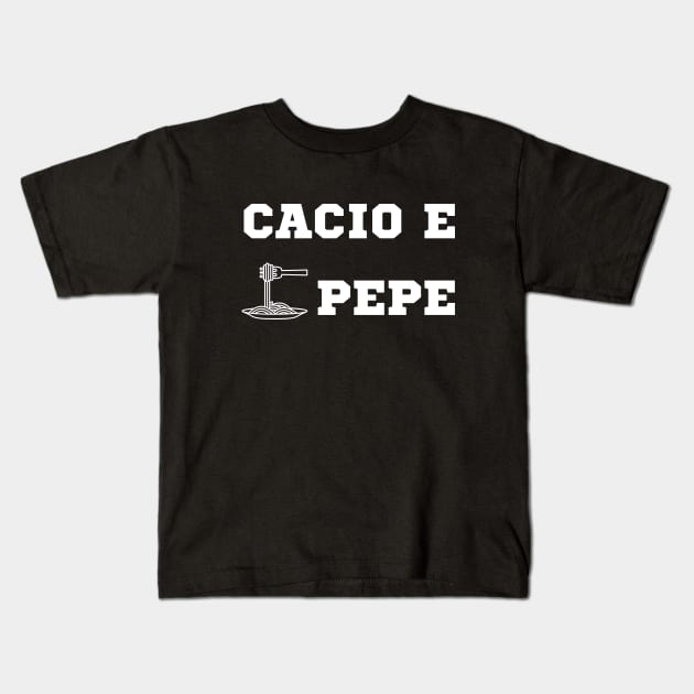 Cacio e pepe italian pasta - food Kids T-Shirt by Rubi16